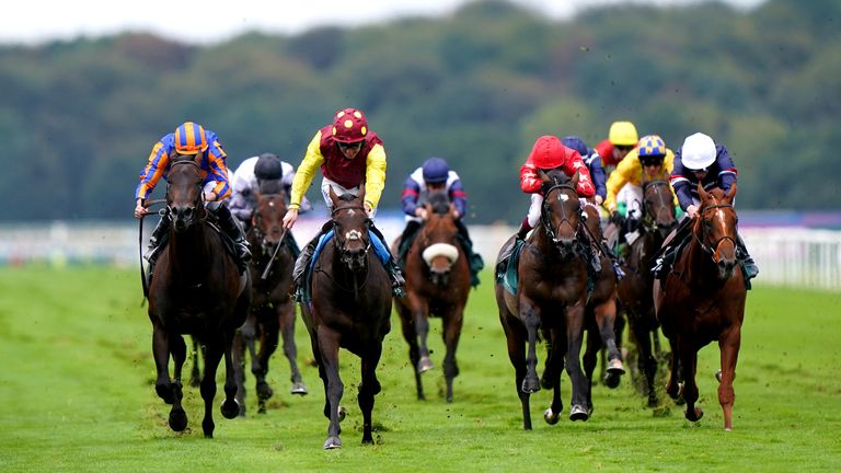 Room Service (second left) winning at Doncaster Racecourse