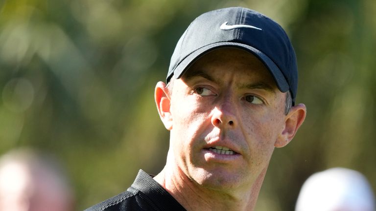 Rory McIlroy, of Northern Ireland, walks off the 15th tee during the first round of The Players Championship golf tournament Thursday, March 14, 2024, in Ponte Vedra Beach, Fla. (AP Photo/Lynne Sladky)