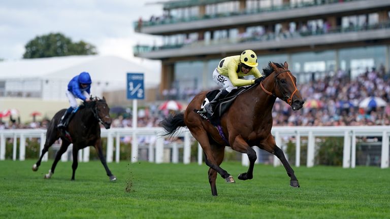 Rosallion races away to win the Pat Eddery Stakes at Ascot