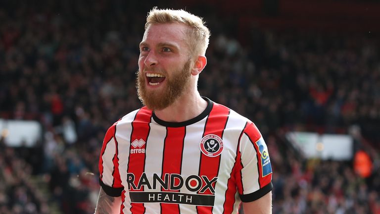 Oli McBurnie celebrates his equaliser against Blackburn