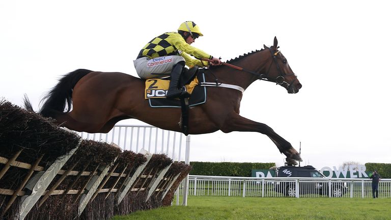 Sir Gino romps home in the JCB Triumph Trial Juvenile Hurdle during the Festival Trials Day.