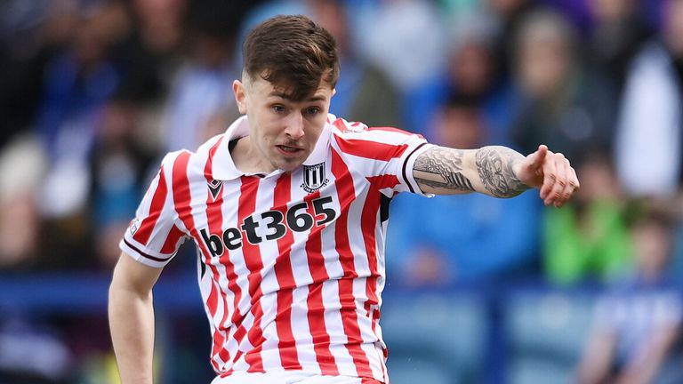 Luke Cundle scores Stoke's equaliser against Sheffield Wednesday