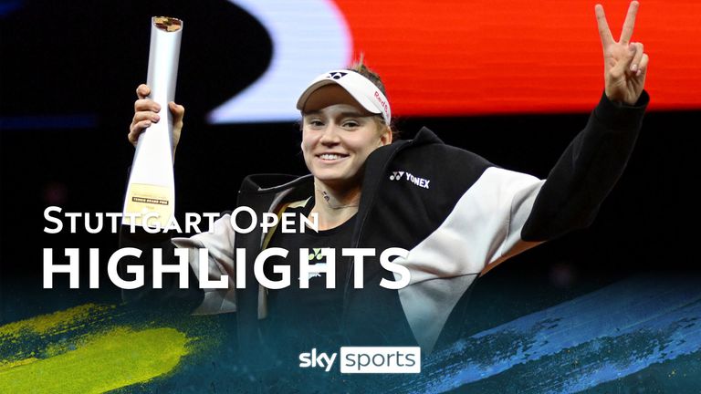 21 April 2024, Baden-W&#39;rttemberg, Stuttgart: Tennis: WTA Tour - Stuttgart, Singles, Women, Final. Rybakina (Kazakhstan) - Kostjuk (Ukraine). Yelena Rybakina celebrates with trophy after the award ceremony. (Recrop) Photo by: Marijan Murat/picture-alliance/dpa/AP Images


