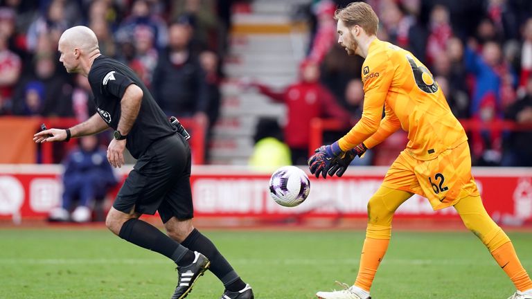 Caoimhin Kelleher and Paul Tierney, Nottingham Forest vs Liverpool