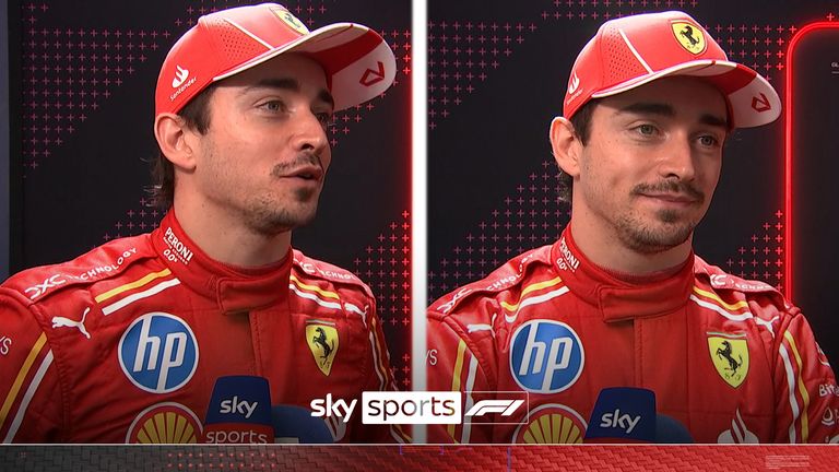 Pole-sitter Charles Leclerc looks ahead to race day after inheriting pole due to Max Verstappen&#39;s 10-place grid penalty.