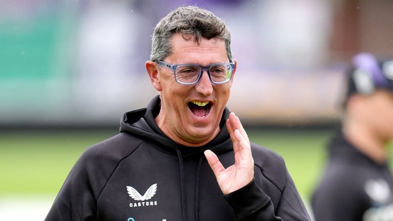 England head coach Jon Lewis during a nets session at The Cloud County Ground, Chelmsford. Picture date: Tuesday May 28, 2024.