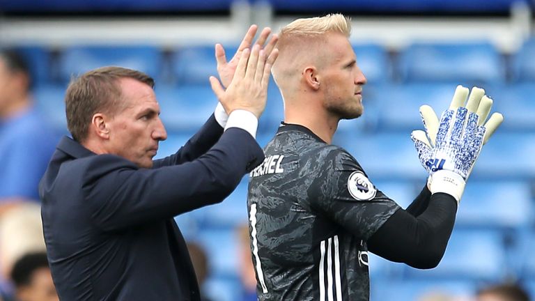 Kasper Schmeichel and Brendan Rodgers worked together at Leicester City for three years from 2019