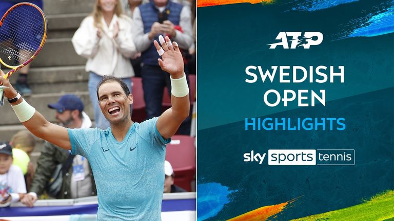 Rafael Nadal beat Bjorn Borg&#39;s son Leo, who was playing in front of his home crowd, to reach the second round of the Swedish Open.