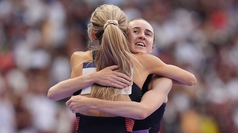 Great Britain's Laura Muir (right) and Georgia Bell after finishing their Women's 1500m Semi-Final at the Stade de France on the thirteenth day of the 2024 Paris Olympic Games in France. Picture date: Thursday August 8, 2024.