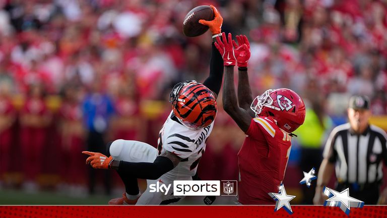 The Cincinnati Bengals&#39; Cam Taylor-Britt made an Odell Beckham-esque catch for an amazing interception against the Kansas City Chiefs.