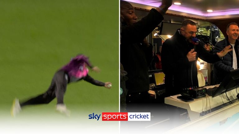 Watch as Simon Doull can barely contain his excitement following Somerset&#39;s winning moment against Essex in the T20 Blast Final.