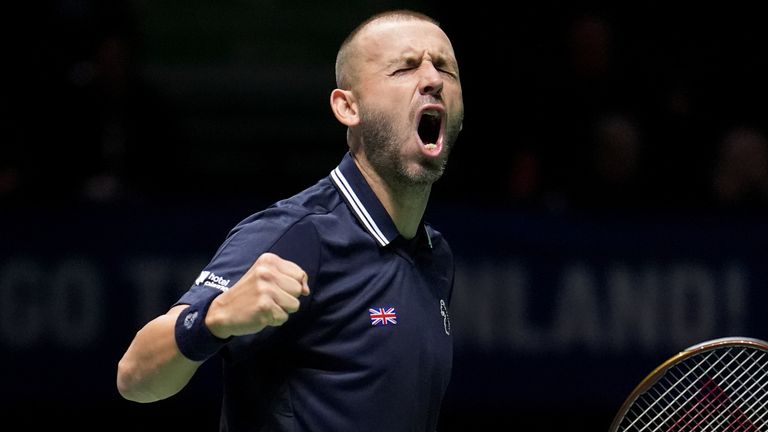 Finland v Great Britain - Davis Cup 2024 - Group Stage Finals - AO Arena
Great Britain's Daniel Evans celebrates winning a point during the Davis Cup group stage finals match at the AO Arena, Manchester. Picture date: Wednesday September 11, 2024.