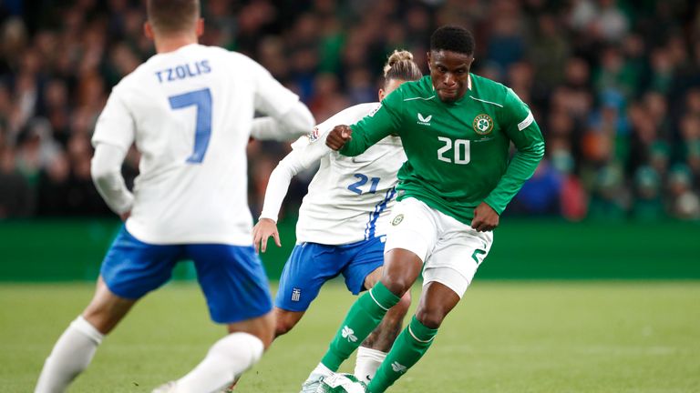 Republic of Ireland's Chiedozie Ogbene came close to giving his side the lead