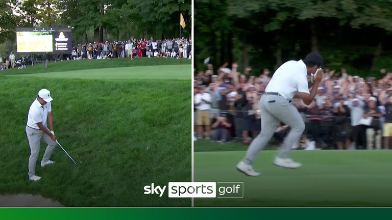 Si-Woo Kim makes shot of weekend, runs off in Steph Curry celebration!