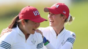 Read more about the article Solheim Cup 2024: USA hold off European foursomes fightback as Nelly Korda secures crucial point | Golf News