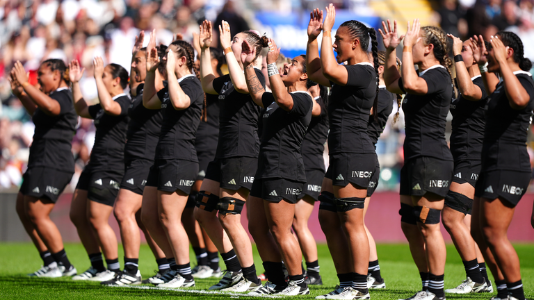 New Zealand perform the haka ahead of the Women's International match at Allianz Stadium, Twickenham, London. Picture date: Saturday September 14, 2024.
