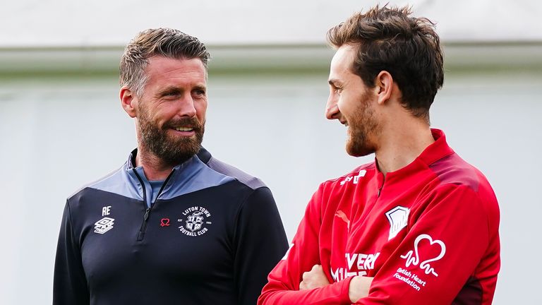 Tom Lockyer and Rob Edwards talk about the British Heart Foundation and Sky Bet...s partnership spreading awareness of the reviver app - Mandatory by-line: Robbie Stephenson/JMP - 24/09/2024 - FOOTBALL - Luton Town - Sky Bet & British Heart Foundation - Reviver