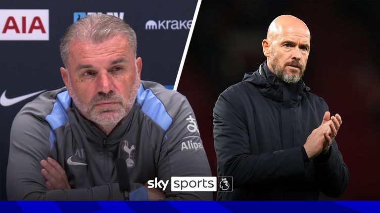 Tottenham Hostpur managaer Ange Postecoglou shares his thoughts on the pressure Erik Ten Hag is facing ahead of their fixture against Manchester United this weekend.