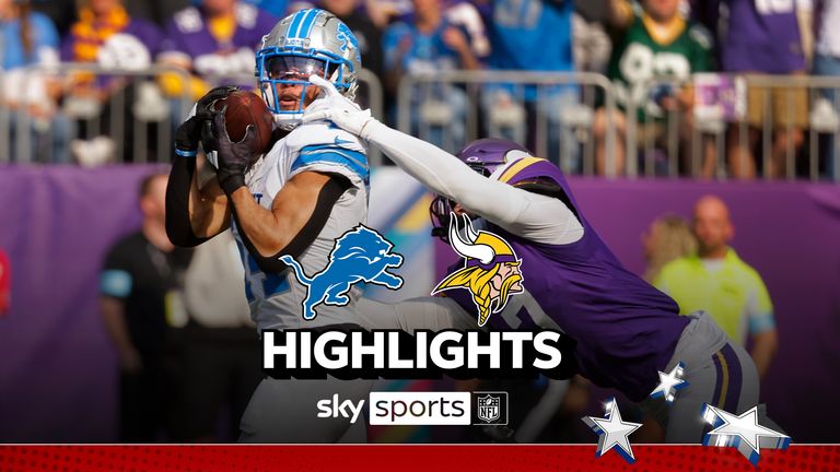 Detroit Lions wide receiver Amon-Ra St. Brown (14) catches a 35-yard touchdown pass as Minnesota Vikings cornerback Byron Murphy Jr. (7) defends during the first half of an NFL football game Sunday, Oct. 20, 2024, in Minneapolis. (AP Photo/Bruce Kluckhohn)


