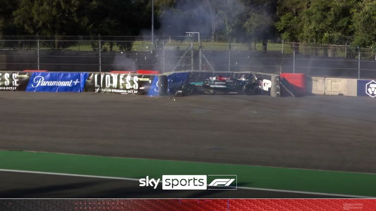 Mercedes driver George Russell had a massive crash into the barriers during second practice at the Mexico City Grand Prix.