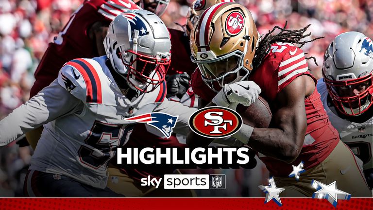 San Francisco 49ers running back Jordan Mason, middle, runs for a touchdown between New England Patriots linebacker Raekwon McMillan, left, and defensive end Deatrich Wise Jr. during the second half of an NFL football game in Santa Clara, Calif., Sunday,