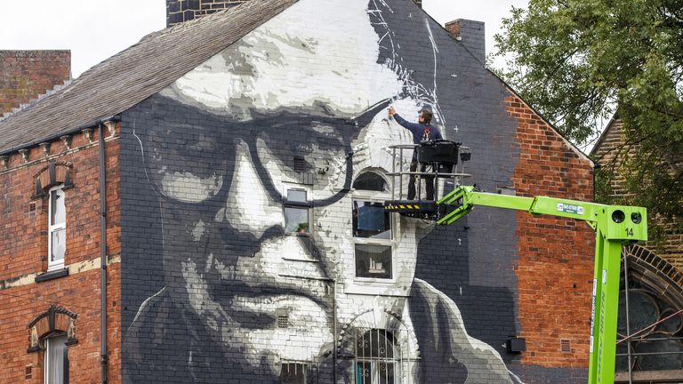 A mural Marcelo Bielsa near Hyde Park in Leeds