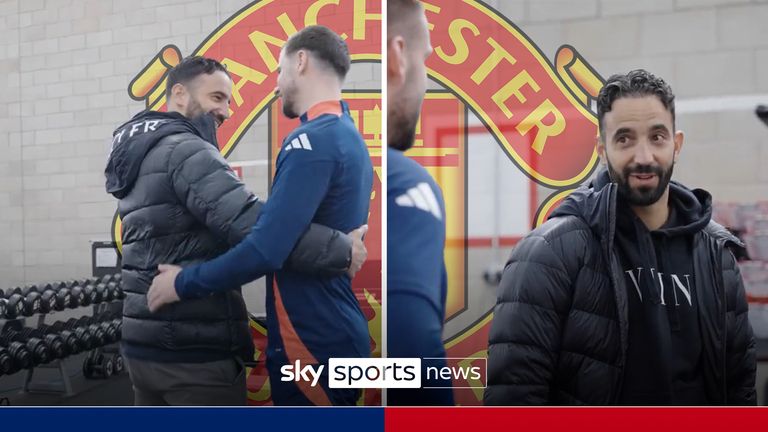 Manchester United&#39;s new coach Ruben Amorim has been welcomed by his players at the club&#39;s training ground on his first day in role after joining from Sporting Lisbon. 